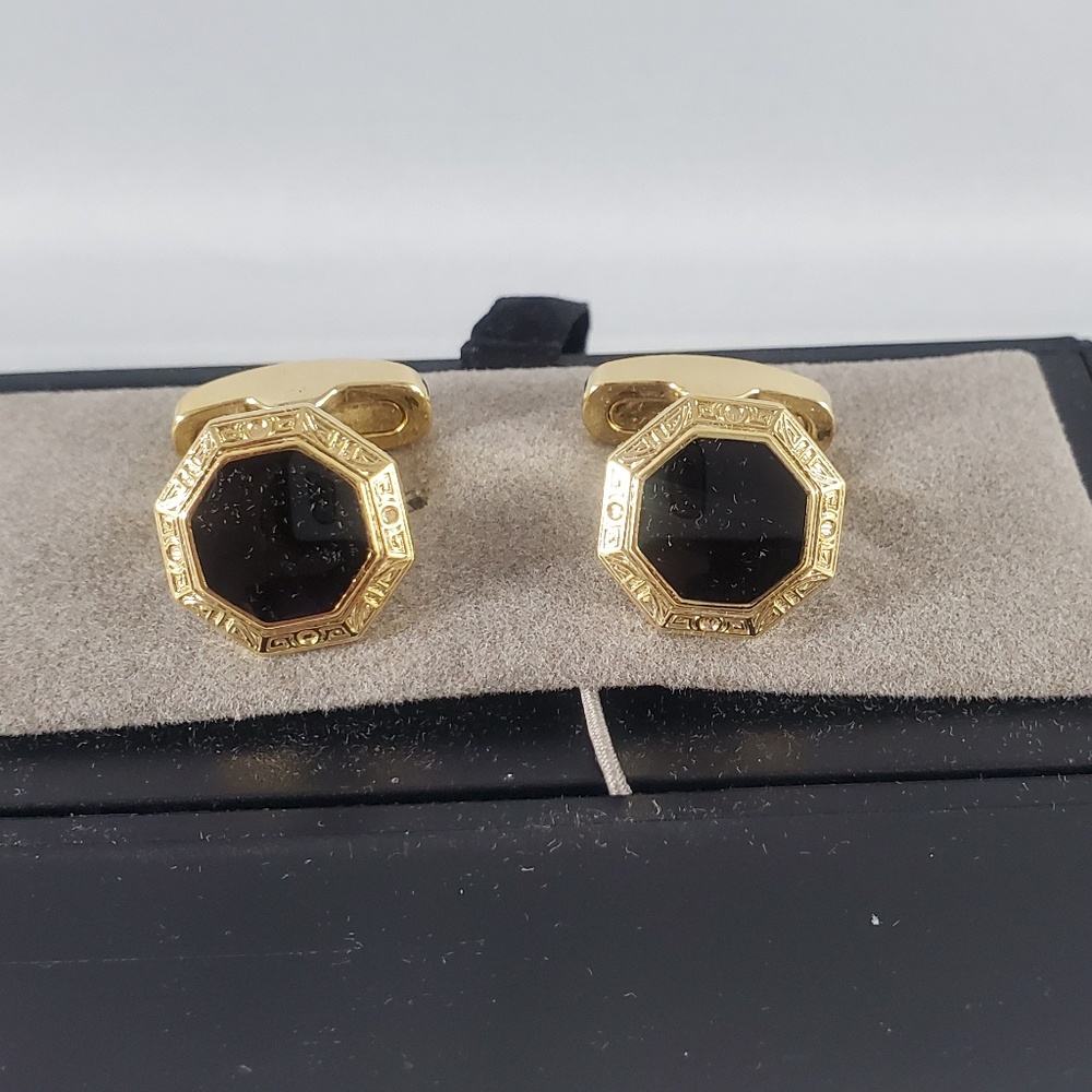 NEW Jos. A. Bank Goldtone black octagon cuff links